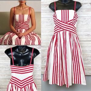 ANTHRO Odille Regatta Red Striped MIDI Dress 4